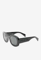 Raised Logo Oval-Shaped Sunglasses