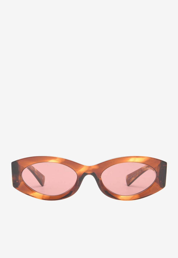 Logo Lettering Oval-Shaped Sunglasses