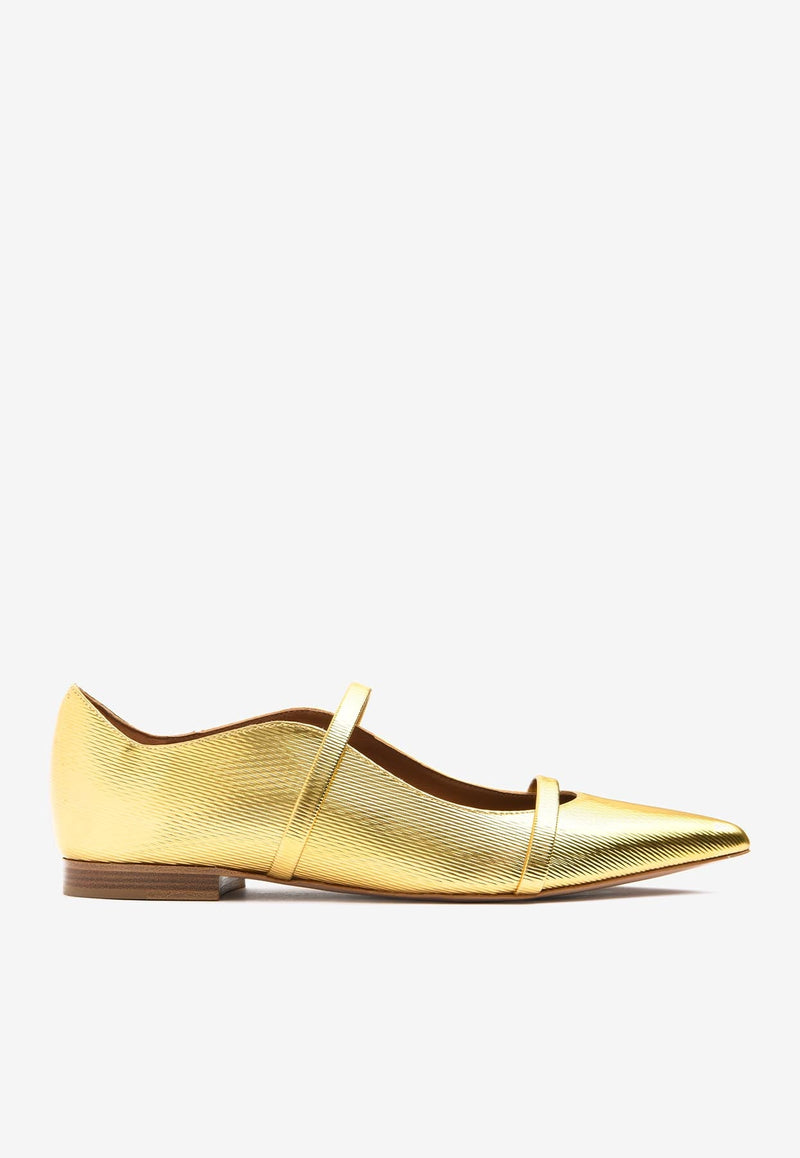 Maureen Pointed Flats in Metallic Leather