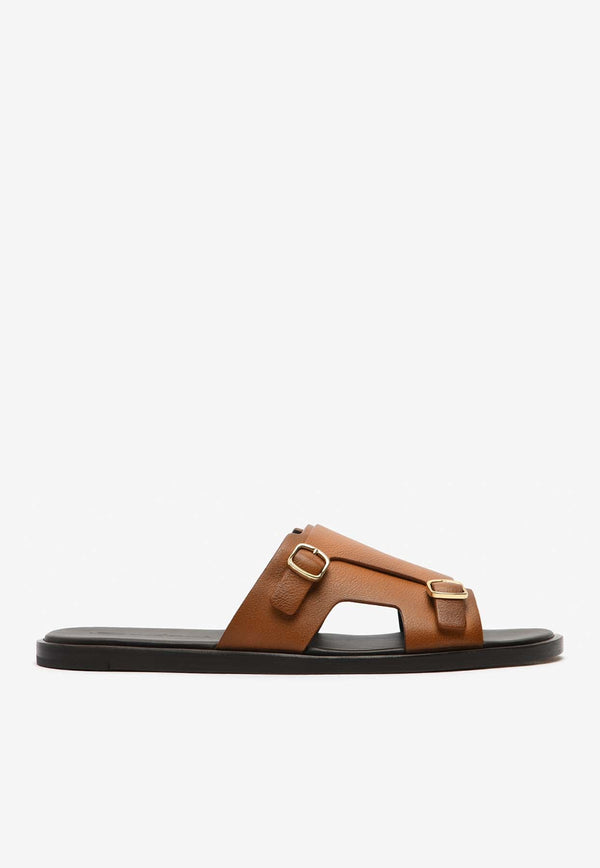Double Buckle Leather Sandals