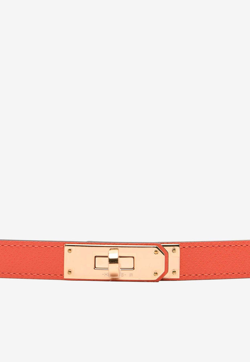 Kelly 18 Belt in Orange Field Epsom Leather with Rose Gold Buckle