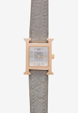 Mini Heure H 21mm Watch in Matte Alligator Single Tour Strap with Rose Gold Case