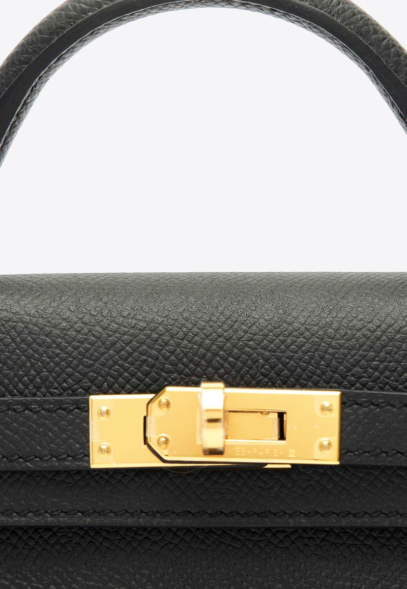 Mini Kelly 20 Sellier in Black Epsom Leather with Gold Hardware