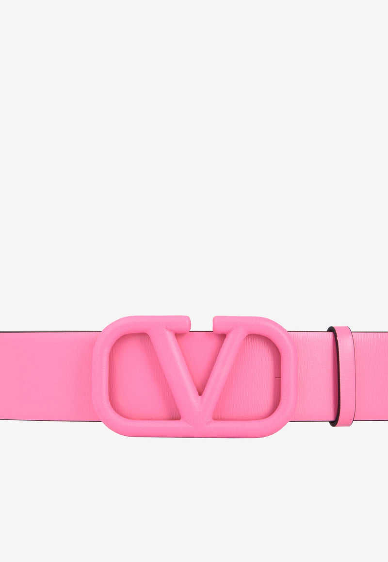 VLogo Buckle Belt in Calf Leather