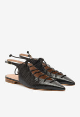 Alia 10 Pointed Flats in Croc Embossed Leather