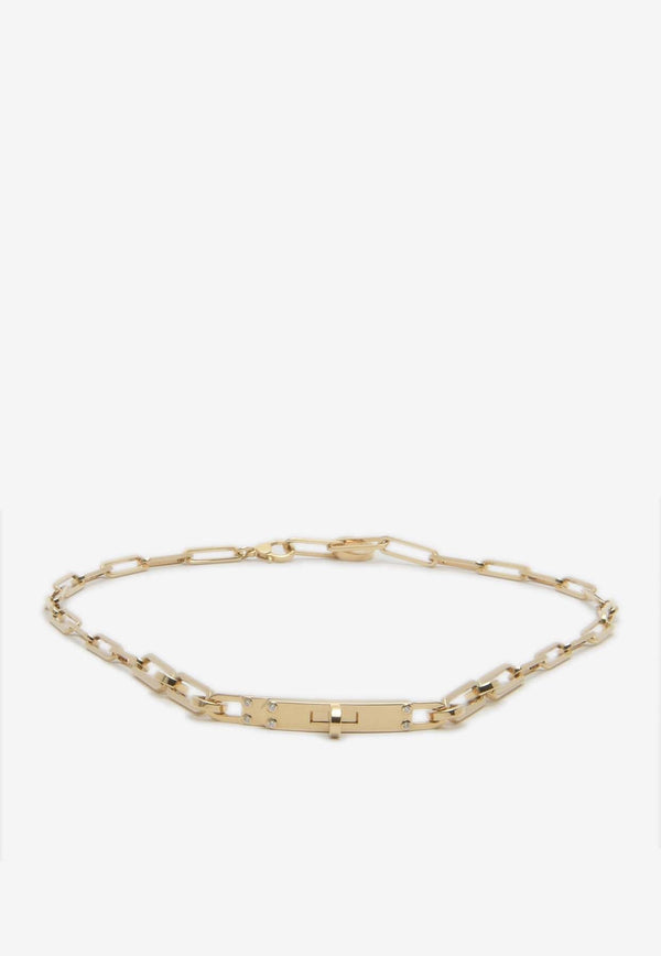 Kelly PM Chaine Double Bracelet in Gold and 6 Diamonds