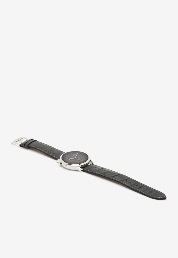 Slim d'Hermès 38mm Watch in Matte Alligator Single Tour Strap with Platinum Case