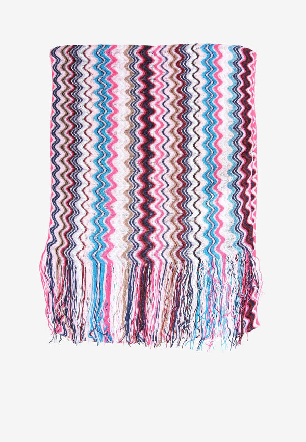 Wave Pattern Fringed Scarf