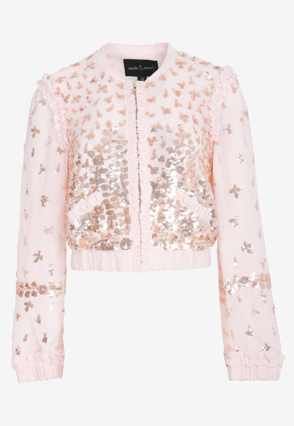 Fern Georgette Sequined Bomber Jacket