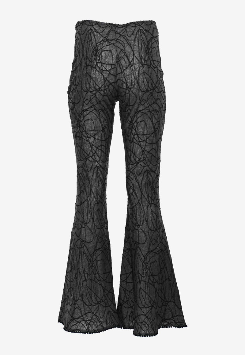 Elys Embroidered Flared Pants