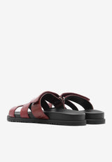 Chypre Sandals in Rouge Vif Shiny Nilo Crocodile