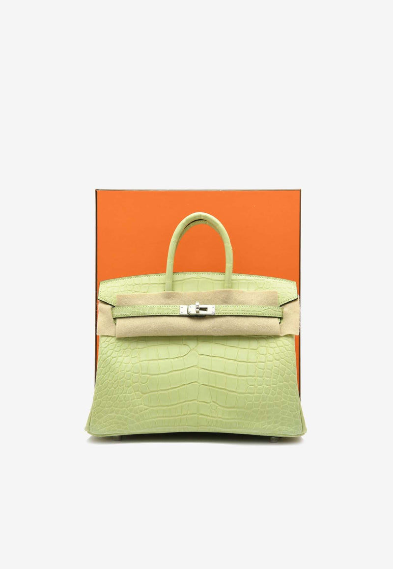 Birkin 25 in Jaune Bourgeon Matte Alligator with Palladium Hardware