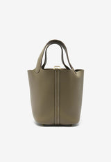 Picotin 18 in Etoupe Clemence Leather with Gold Hardware