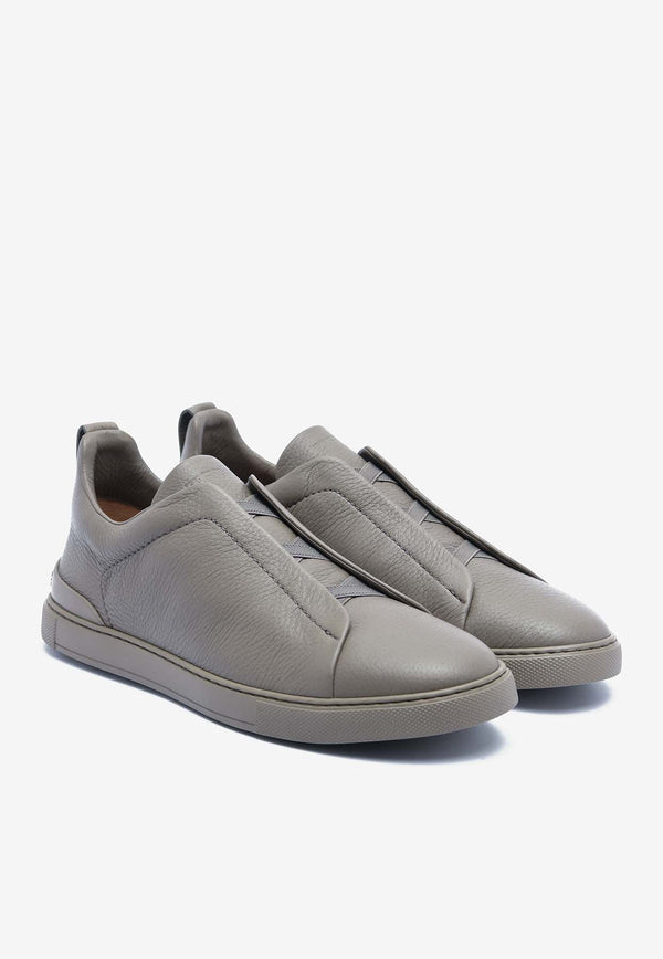 Triple Stitch Grained Leather Sneakers