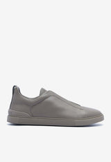 Triple Stitch Grained Leather Sneakers