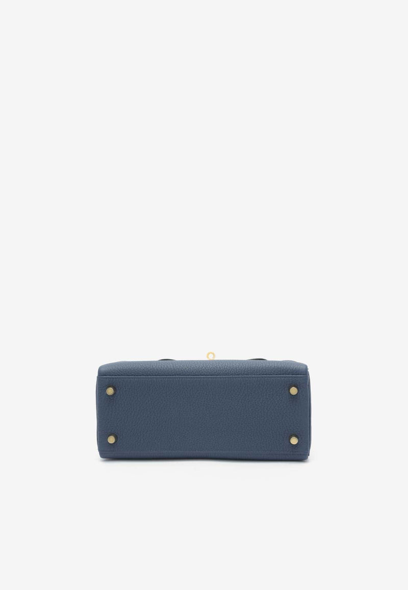 Kelly 25 Retourne in Bleu Navy Togo Leather with Gold Hardware