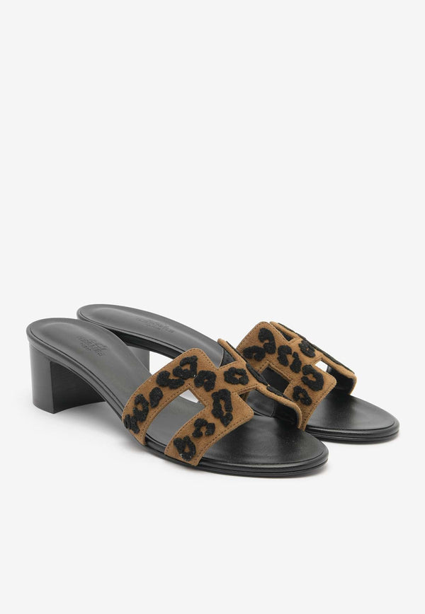 Oasis 50 Sandals in Leopard Print Tufted Suede