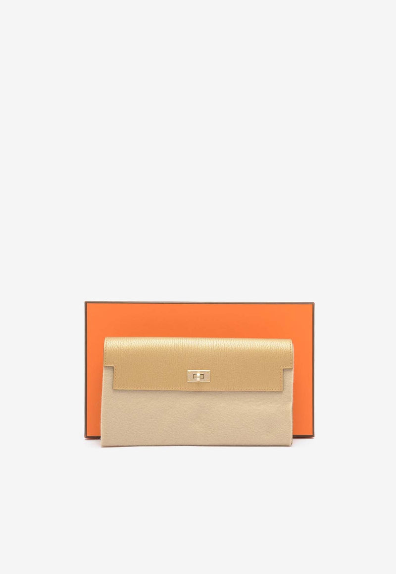 Kelly Pocket Long Wallet in Dore Chamkila Leather with Gold Hardware