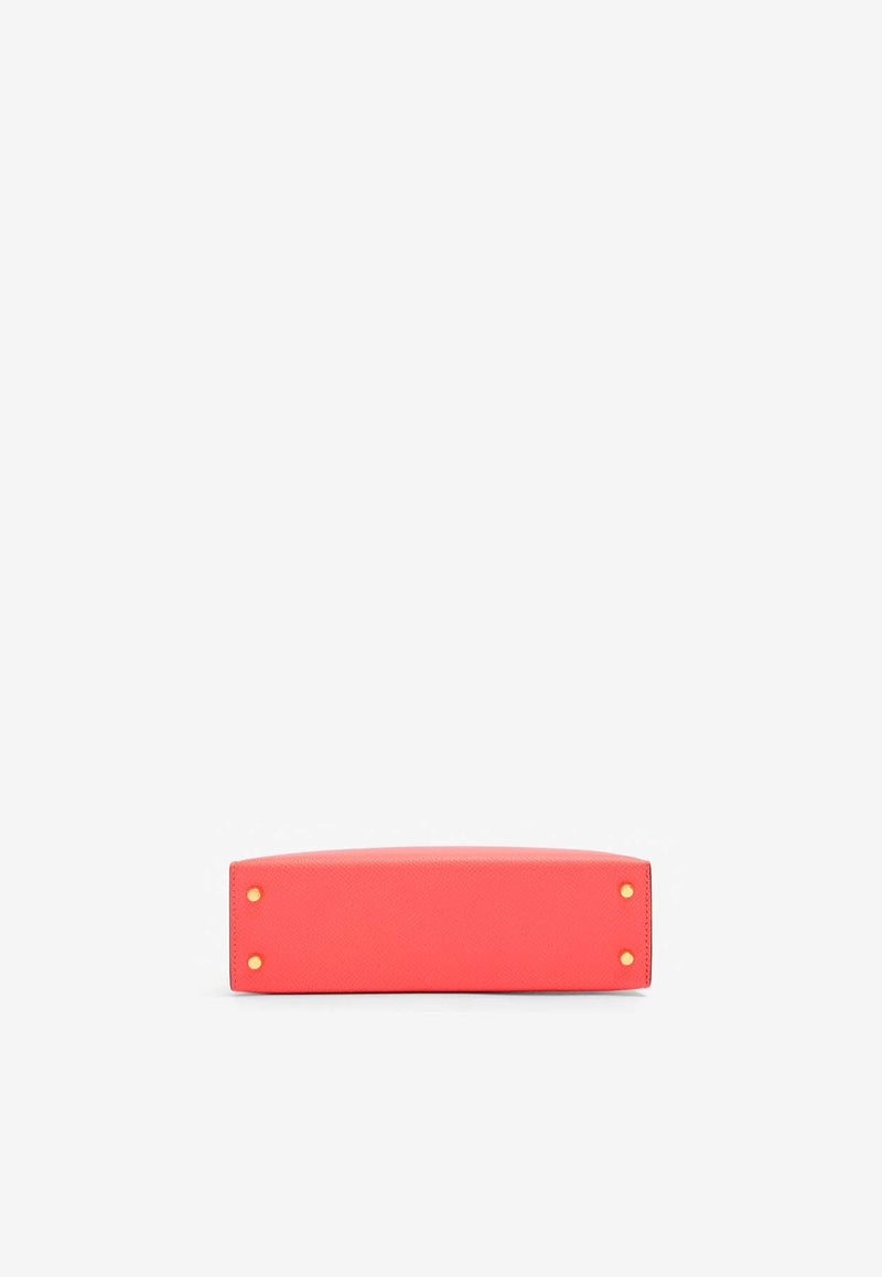 Mini Kelly 20 Sellier HSS in Rose Texas Epsom Leather with Gold Hardware