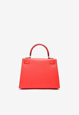 Kelly 25 Sellier in Rouge de Coeur Madame Leather with Palladium Hardware