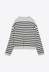 Logo Embroidered Striped Polo Sweater