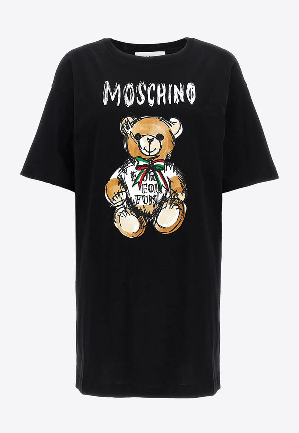 Teddy Bear Logo Print T-shirt Dress