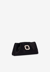 Vittoria Crystal Crest Bucket Satin Clutch