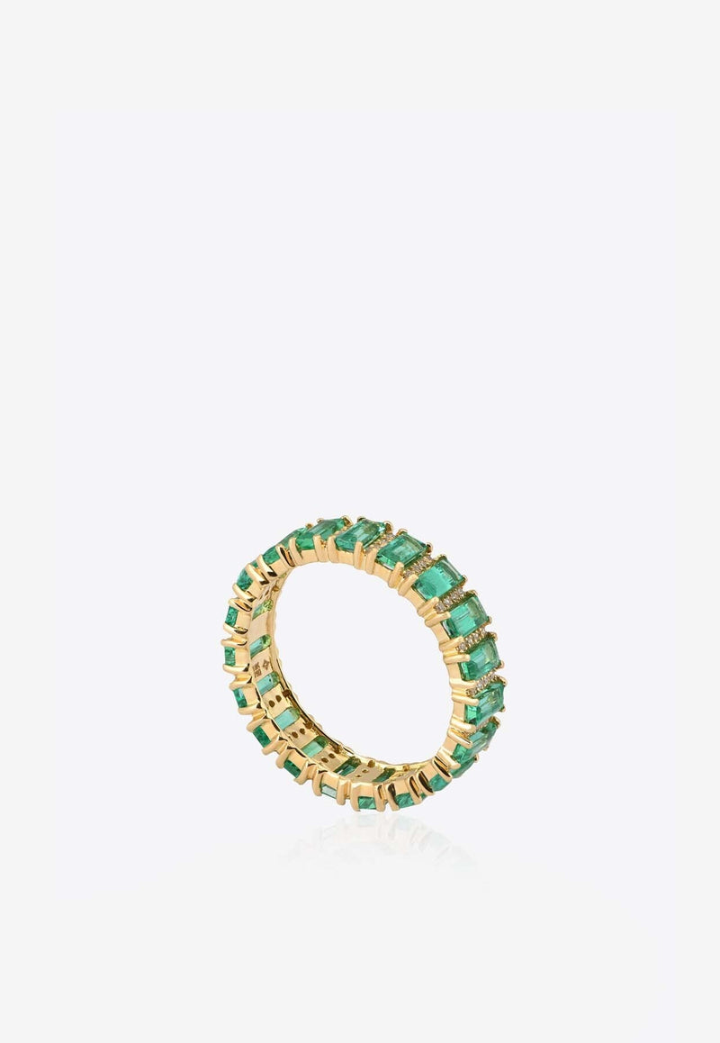 Yellow Gold, Diamonds and Emerald Ring