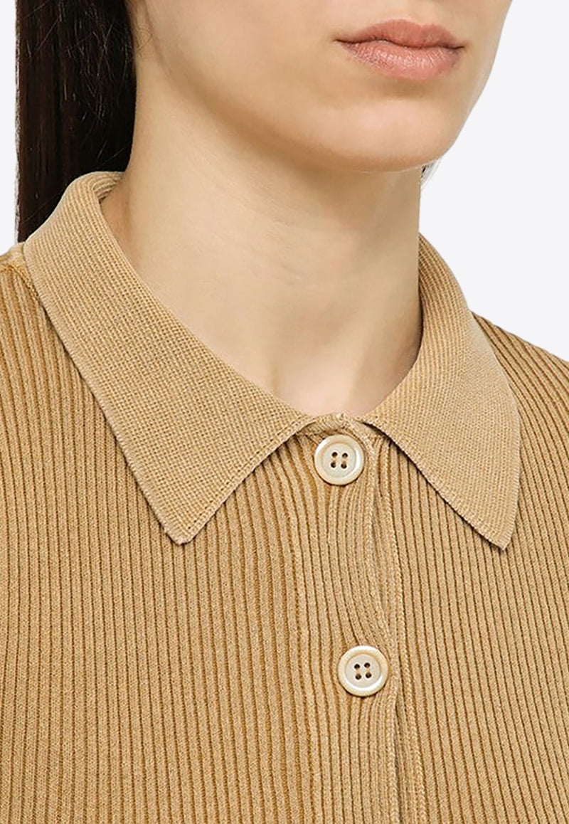 Ribbed Buttoned Cardigan