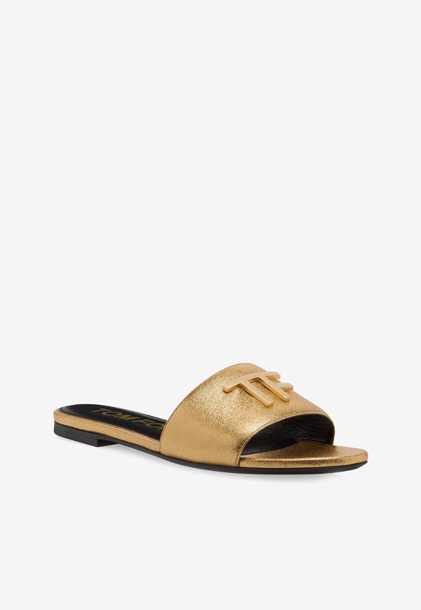 TF Logo Slides in Metallic Nappa Leather