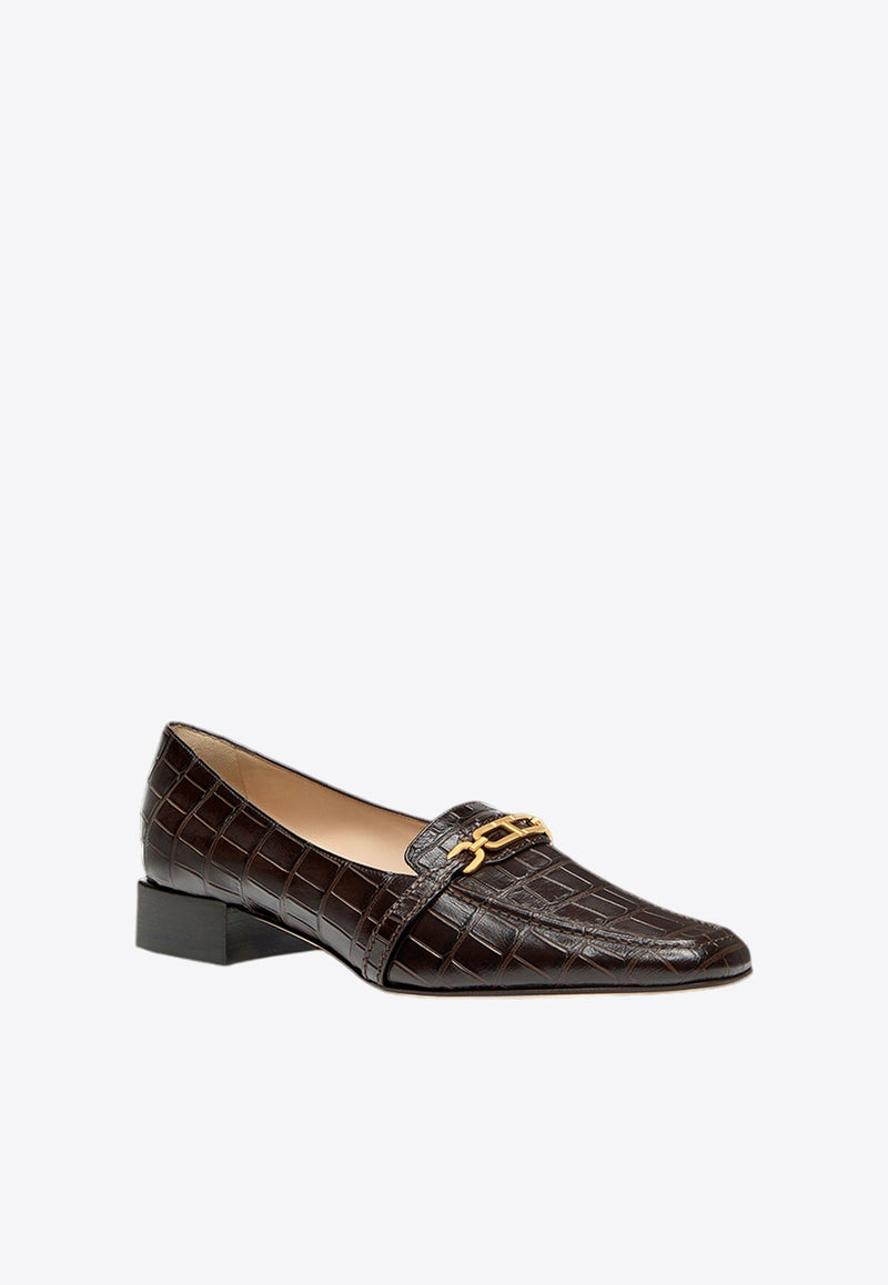 Whitney Croc-Embossed Leather Loafers