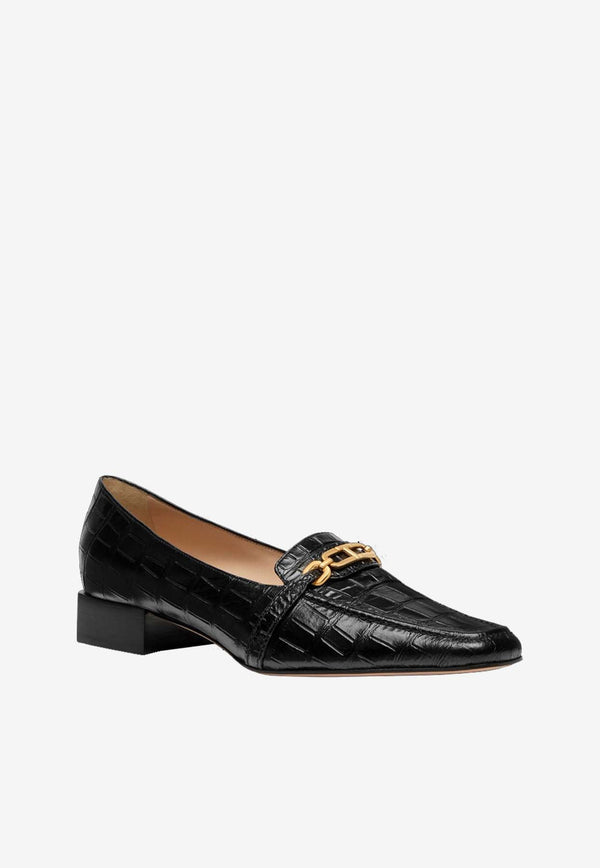 Whitney Croc-Embossed Leather Loafers