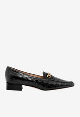 Whitney Croc-Embossed Leather Loafers