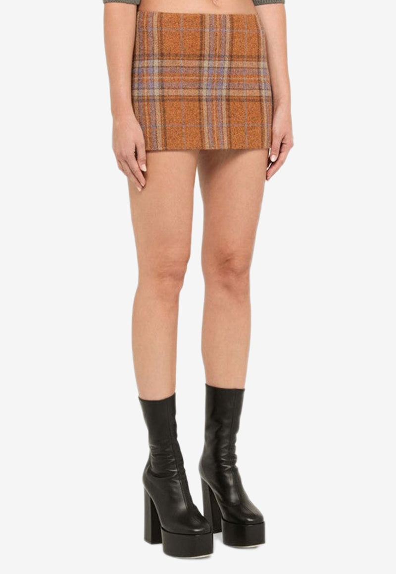 Check Wool Mini Skirt