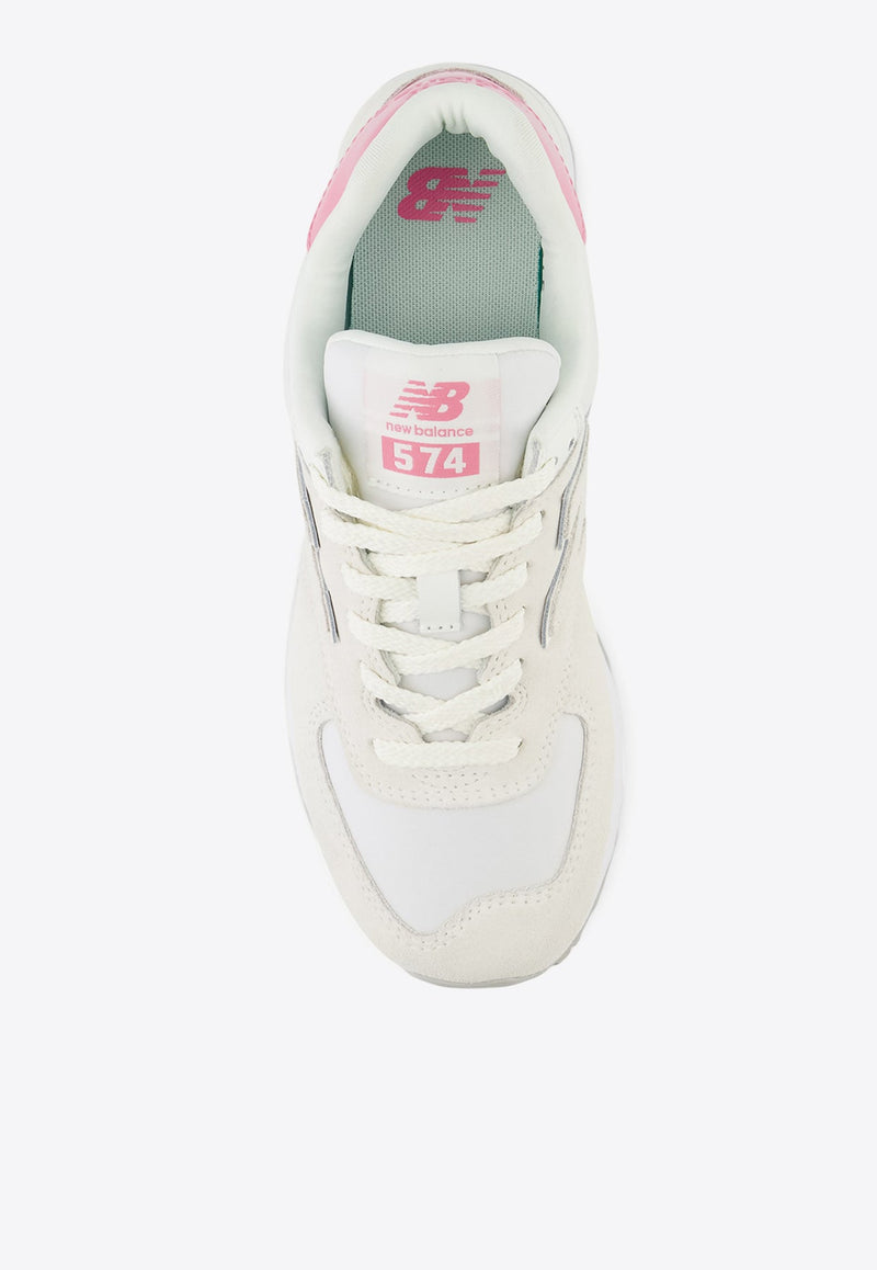 574 Low-Top Sneakers in Sea Salt with Real Pink