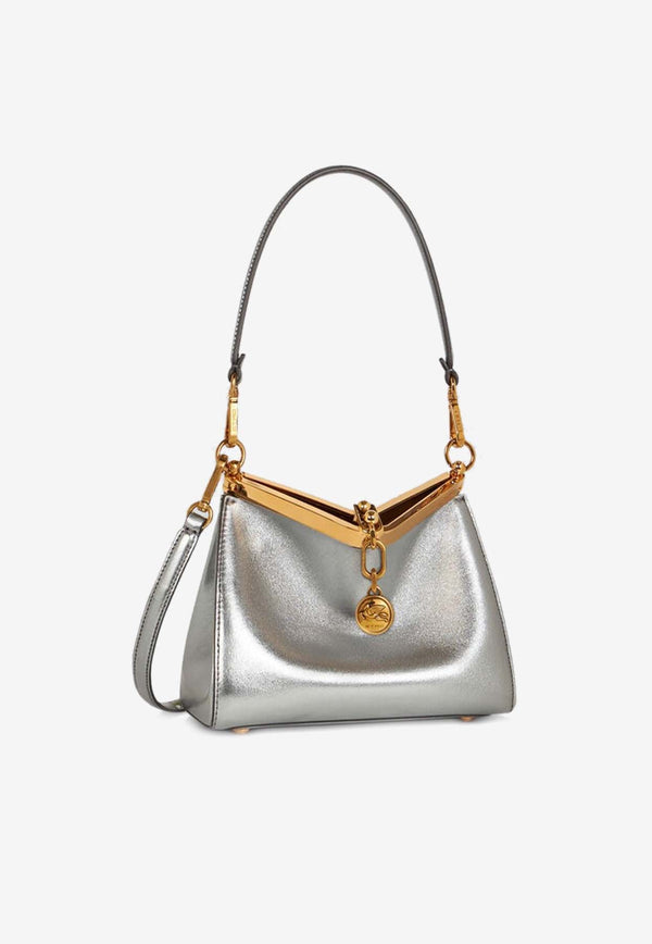 Mini Vela Laminated Leather Shoulder Bag