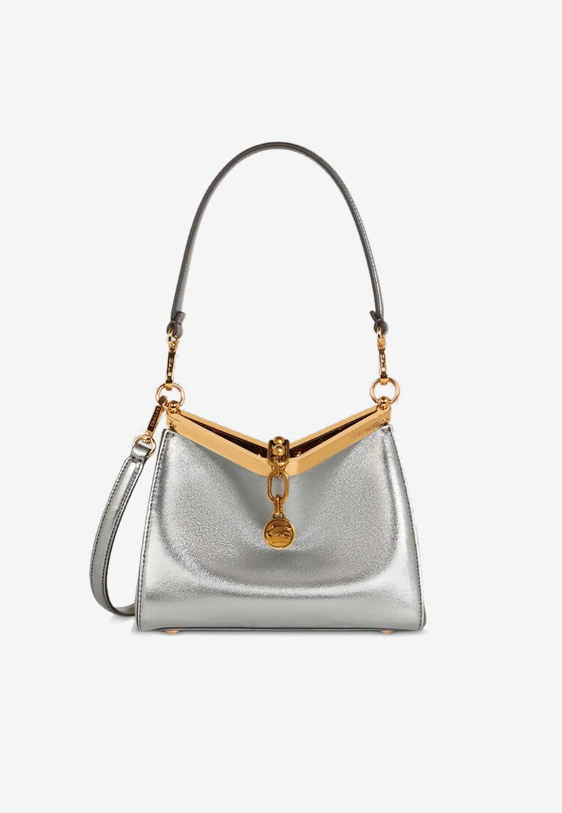 Mini Vela Laminated Leather Shoulder Bag