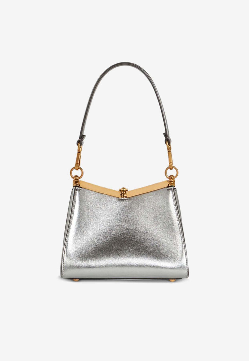 Mini Vela Laminated Leather Shoulder Bag