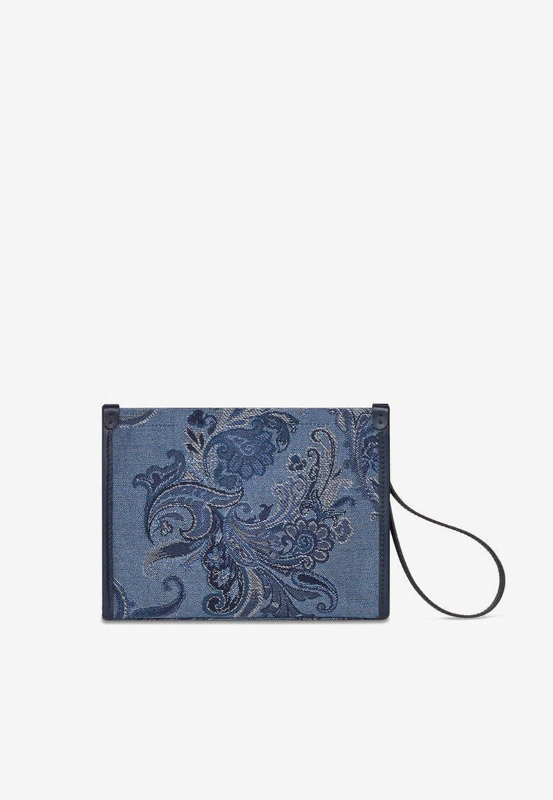 Medium Paisley Jacquard Denim Pouch Bag