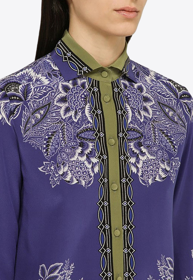 Floral Print Silk Buttoned Shirt