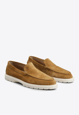 Logo Embossed Suede Loafers