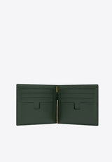 Croc-Embossed Leather Bi-Fold Bill Clip Wallet