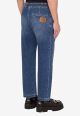 Straight-Leg Drawstring Jeans