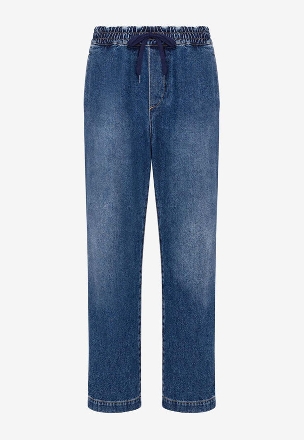 Straight-Leg Drawstring Jeans