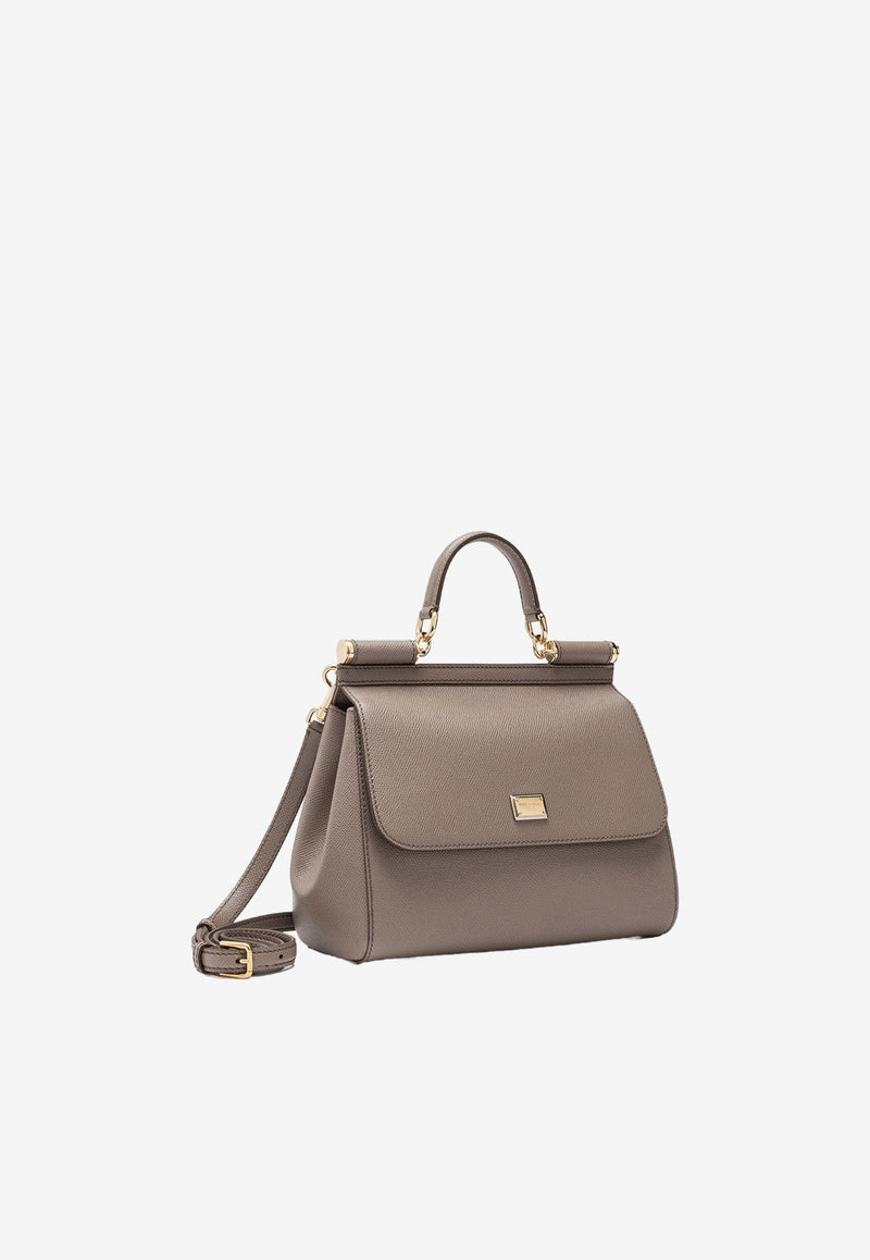 Large Sicily Top Handle Bag in Dauphine Leather