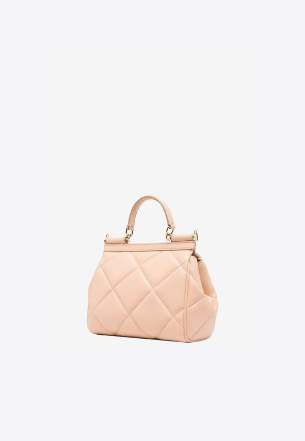 Medium Sicily Quilted Leather Top Handle Bag