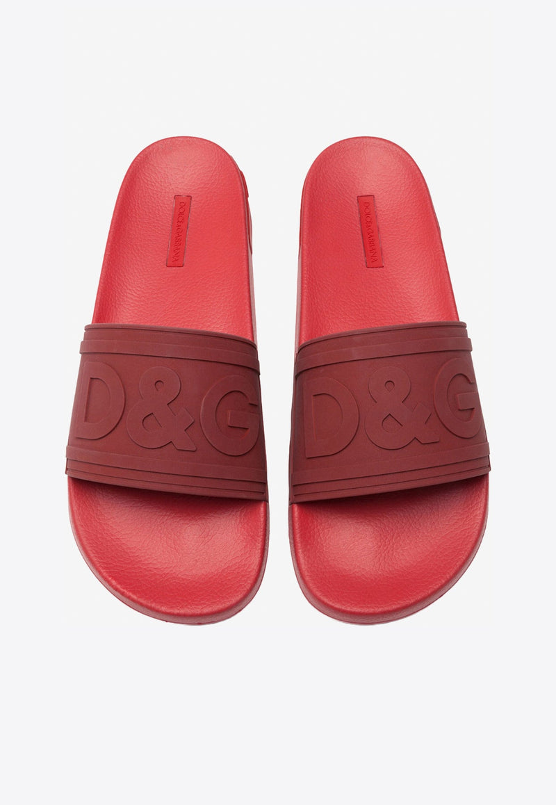 Beachwear Sliders with Embossed Logo Strap