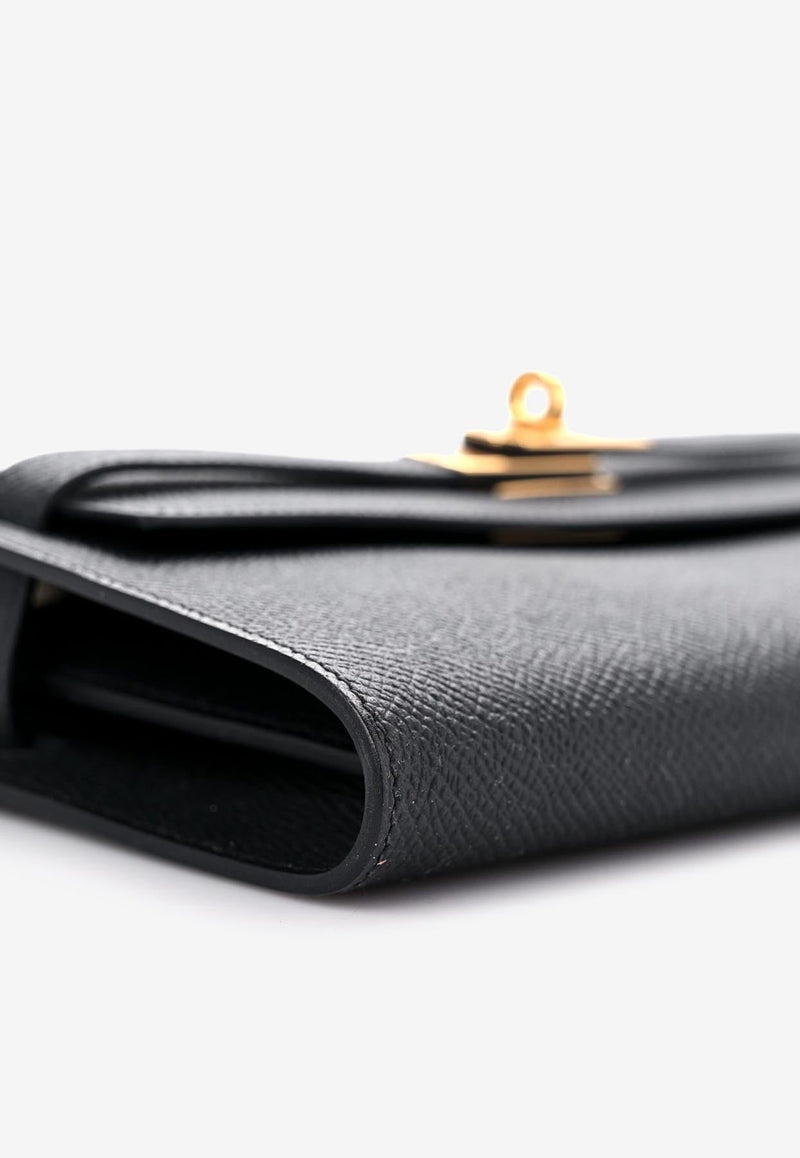 Kelly To Go Wallet in Black Epsom with Gold Hardware