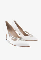 Nadira 90 Satin Crystal-Embellished Satin Pumps