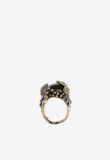 Stone-Detail Gold-Tone Ring